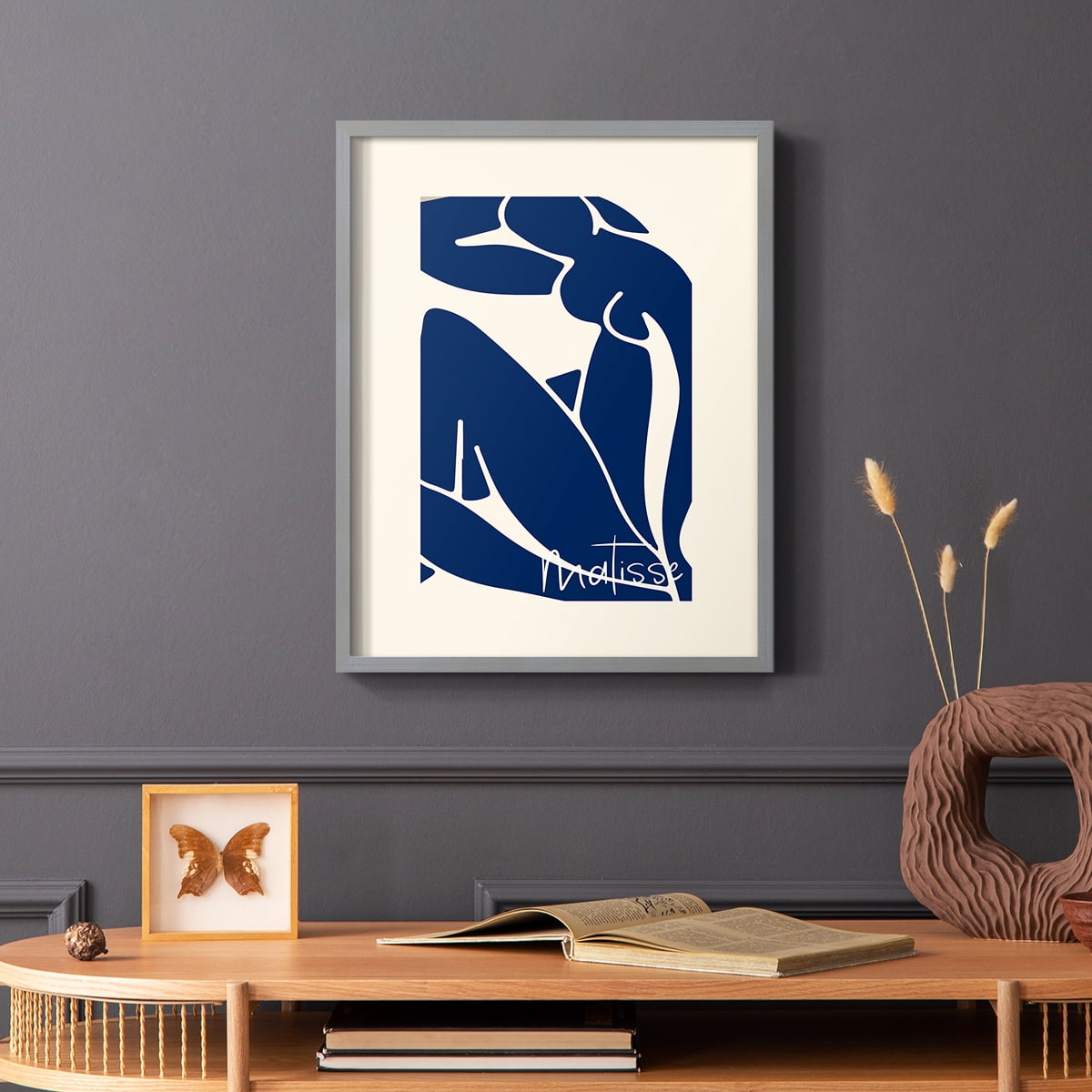 Matisse CCCIV - Gray Framed Wall Art Print, Solid Wood Frame, 16 x 20 Framed Print, Ready to Hang