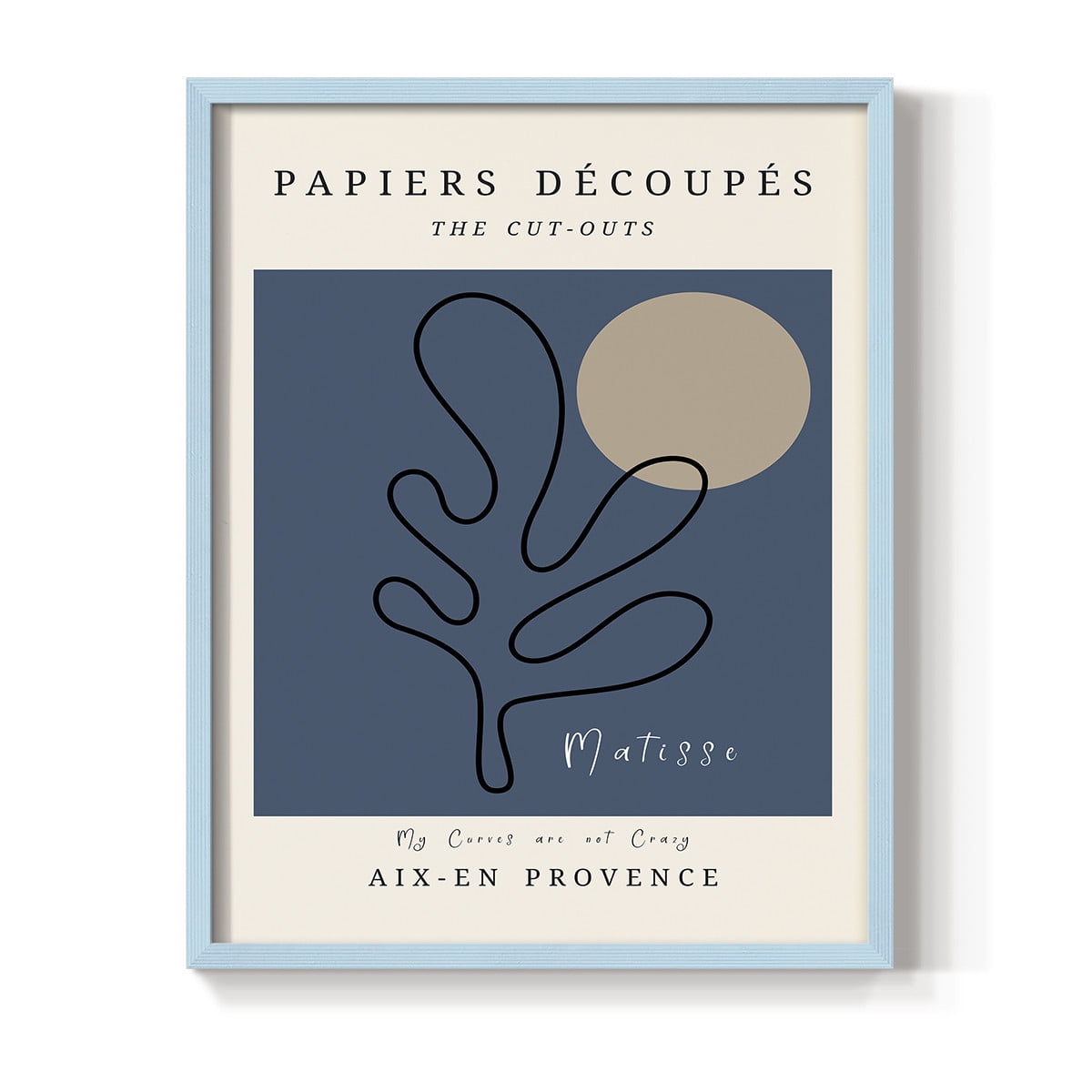 Matisse CCCLXXII in Blue Solid Wood 22 x 28 Framed Print