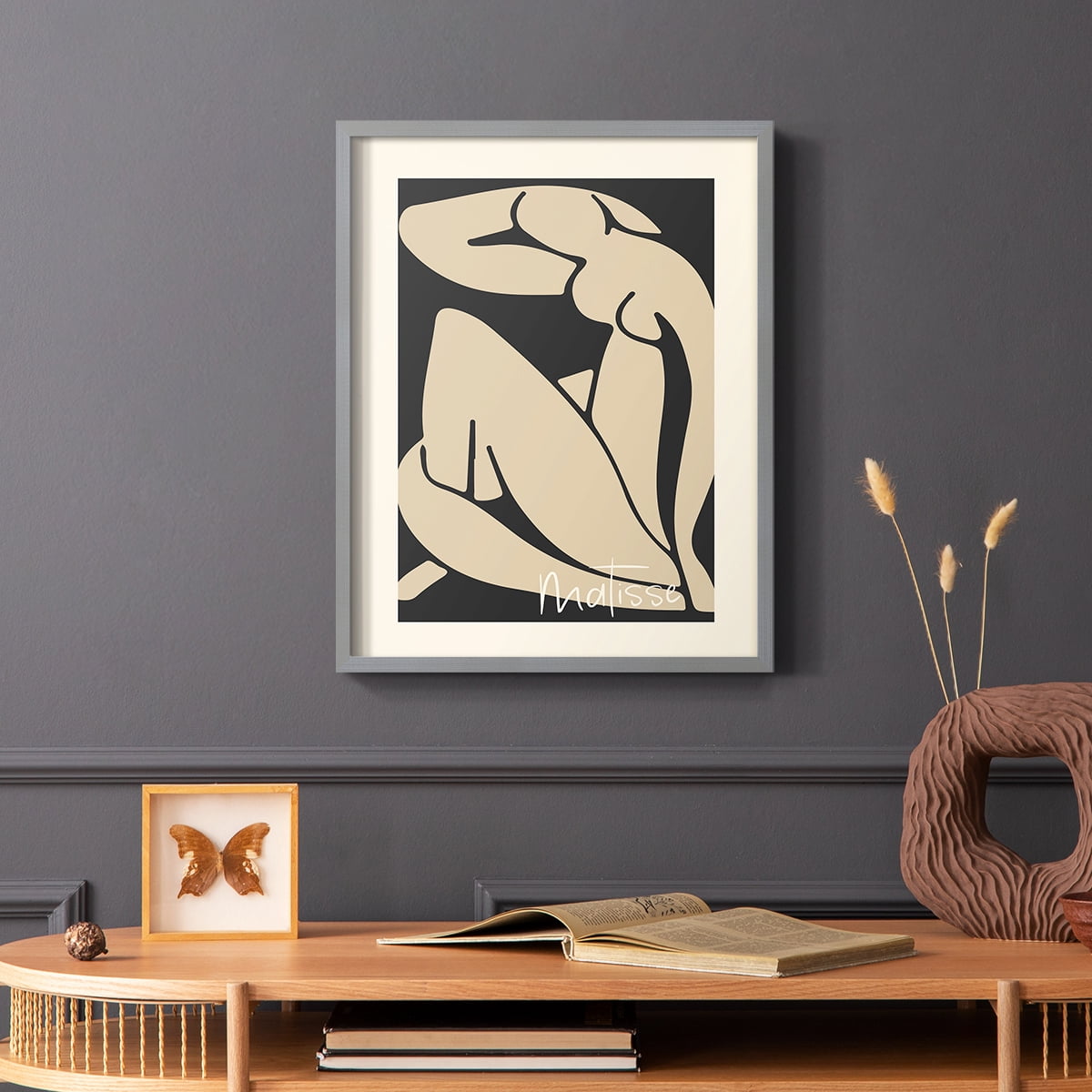 Matisse CCCVI in Gray Solid Wood 22 x 28 Framed Print