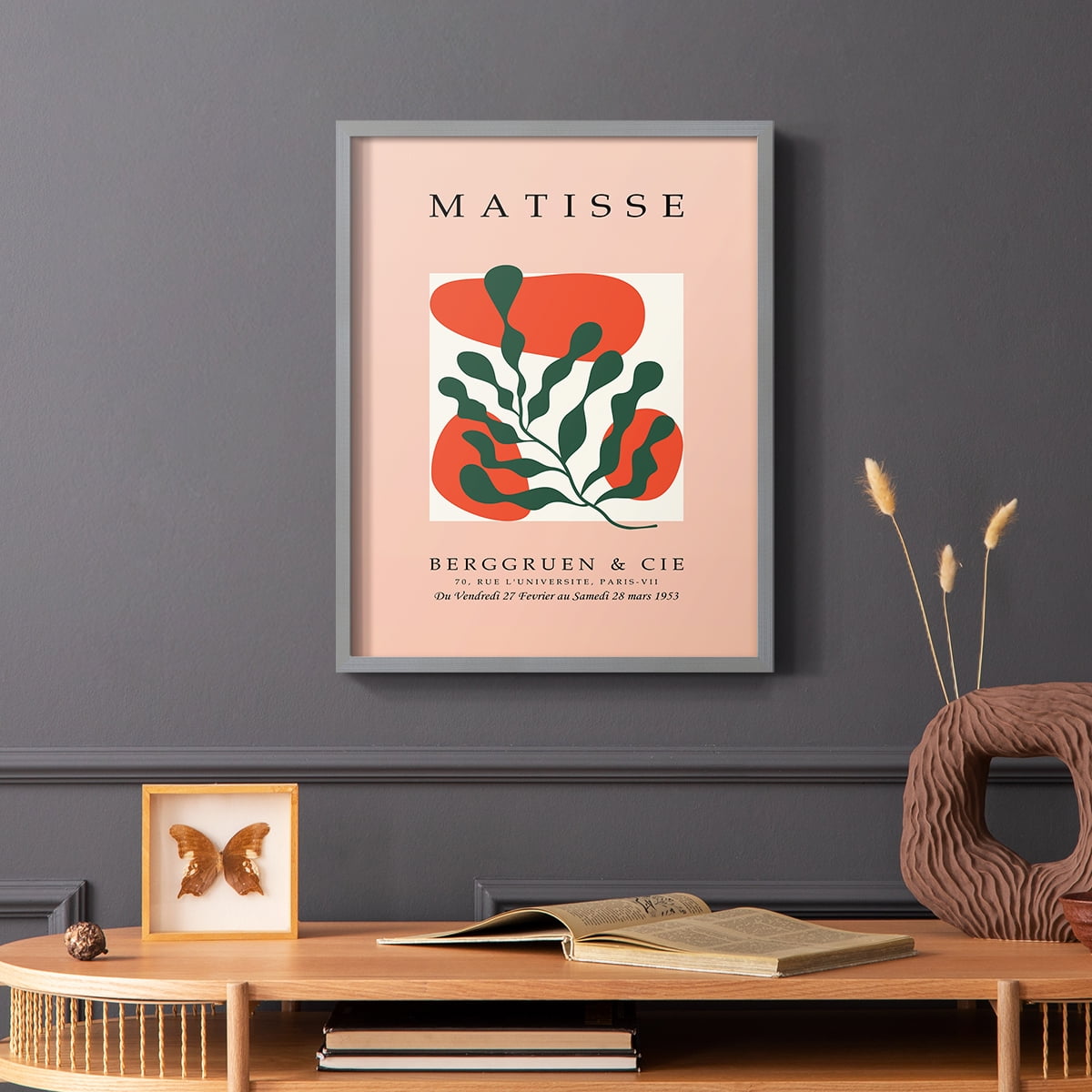 Matisse CCCXXIX in Gray Solid Wood 11 x 14 Framed Print