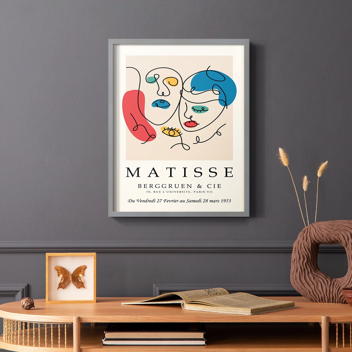 Matisse CCCXXVIII in Gray Solid Wood 22 x 28 Framed Print