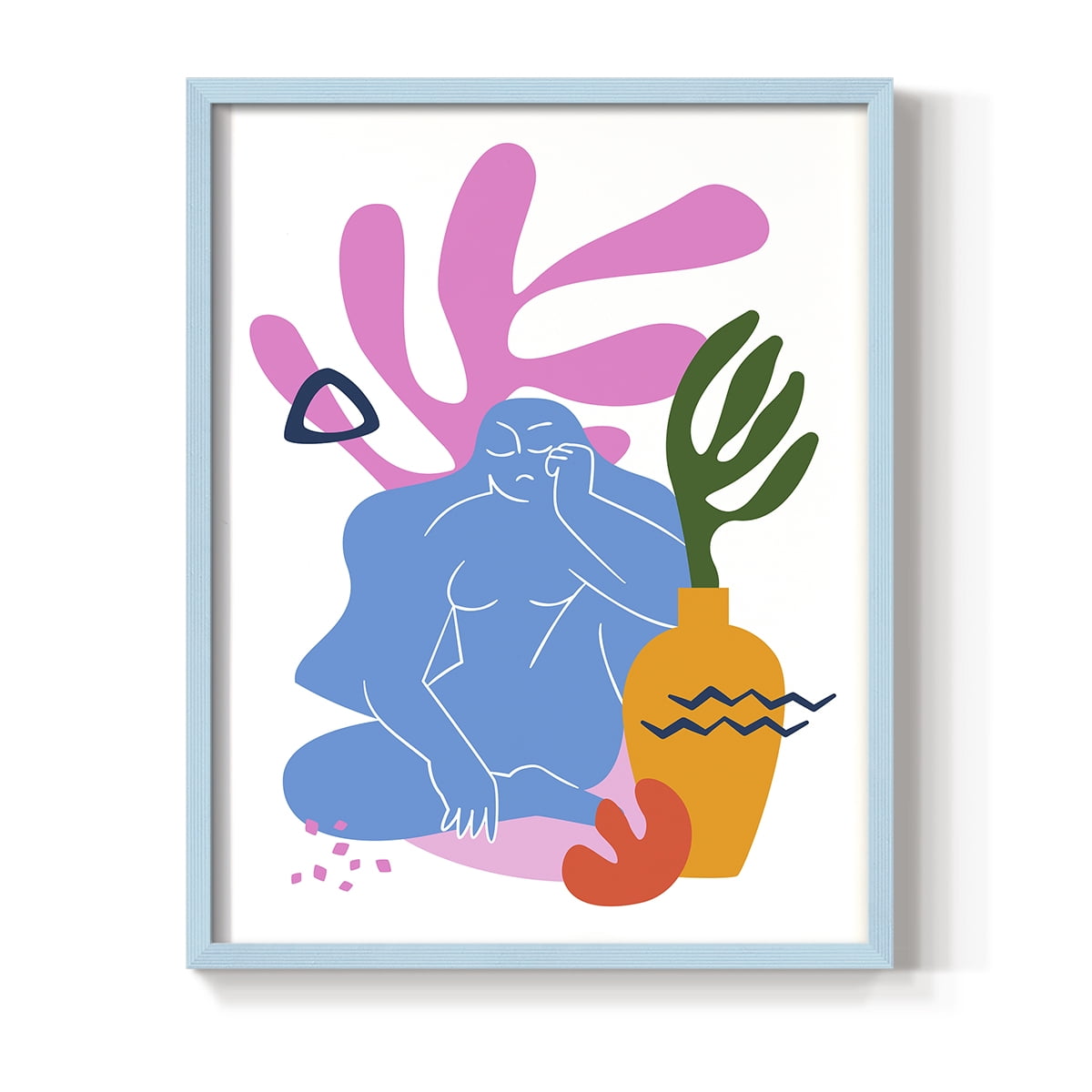 Matisse CDLII in Blue Solid Wood Framed Print No Nail Hanging