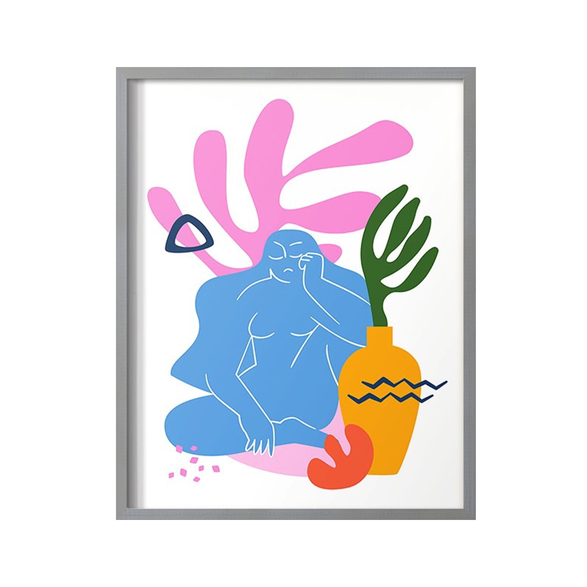 Matisse CDLII in Gray Solid Wood Framed Print No Nail Hanging
