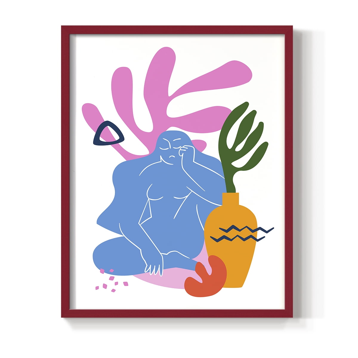 Matisse CDLII in Red Solid Wood Framed Print No Nail Hanging