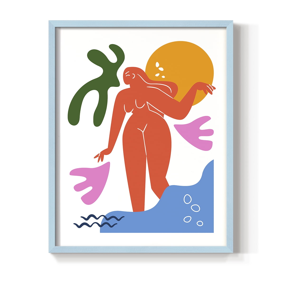 Matisse CDLIV in Blue Solid Wood Framed Print No Nail Hanging