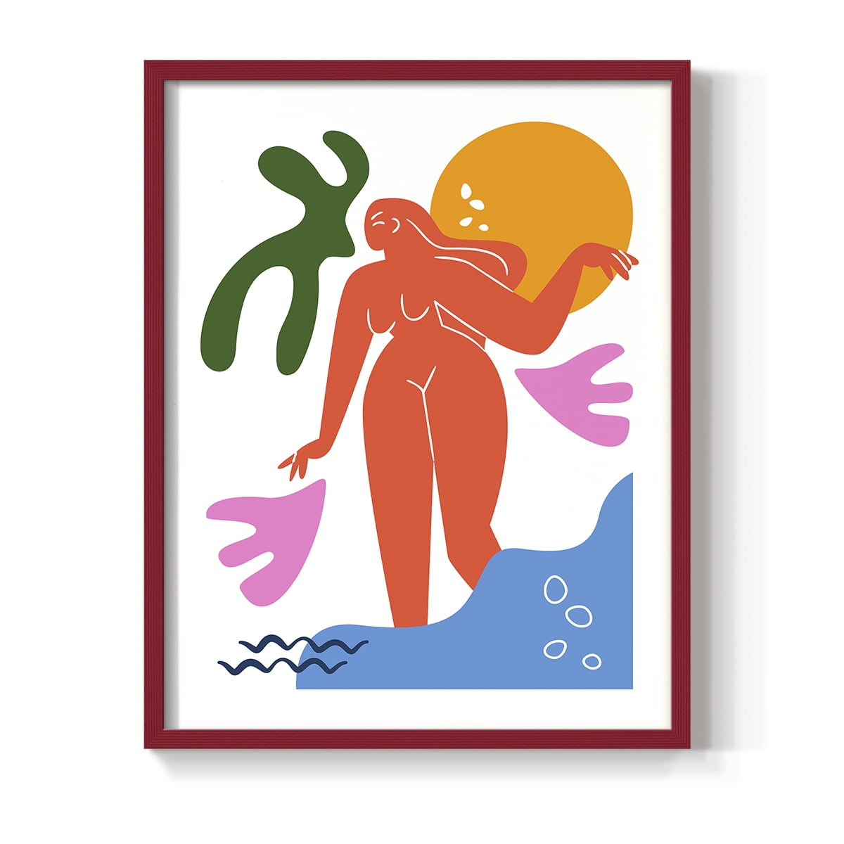 Matisse CDLIV in Red Solid Wood Framed Print No Nail Hanging