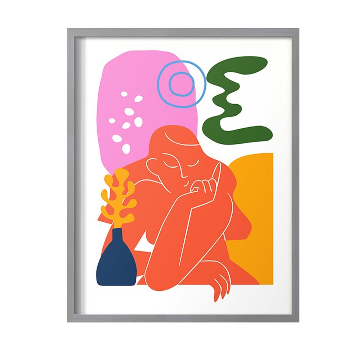 Matisse CDLVIII in Gray Solid Wood Framed Print No Nail Hanging