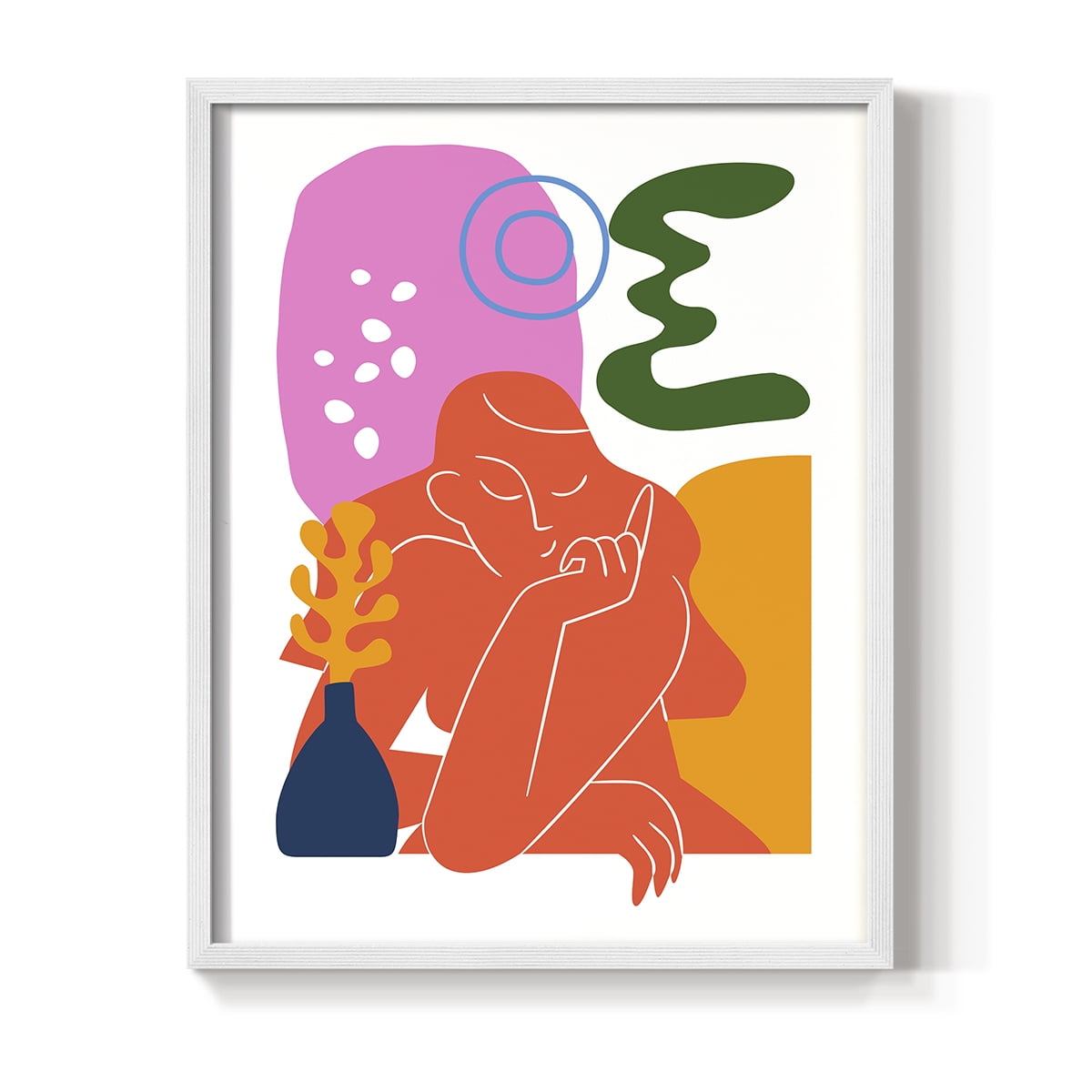 Matisse CDLVIII in White Solid Wood Framed Print No Nail Hanging