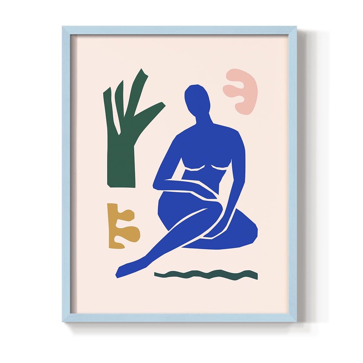 Matisse CDLXVII in Blue Solid Wood Framed Print No Nail Hanging