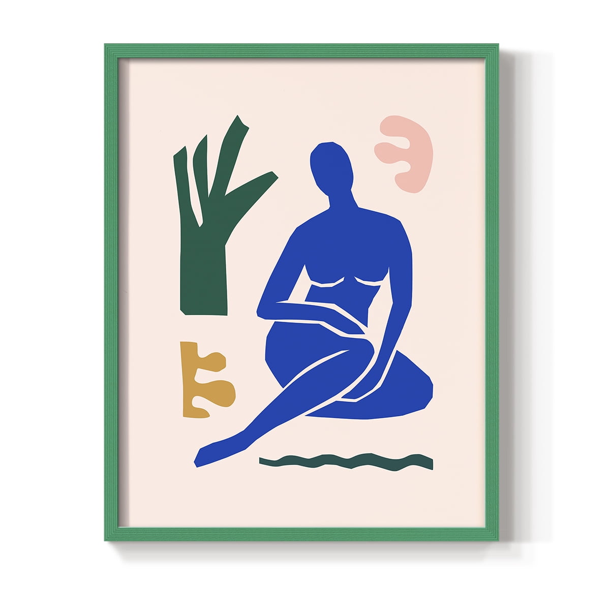 Matisse CDLXVII in Green Solid Wood Framed Print No Nail Hanging