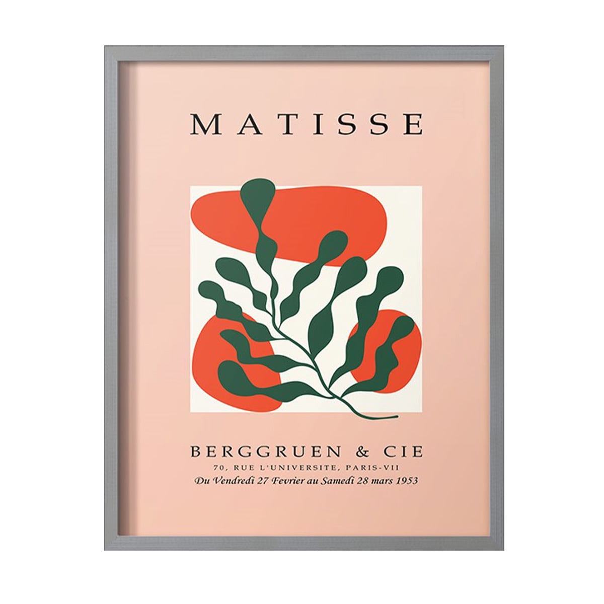Matisse CDLXXII in Gray Solid Wood Framed Print No Nail Hanging
