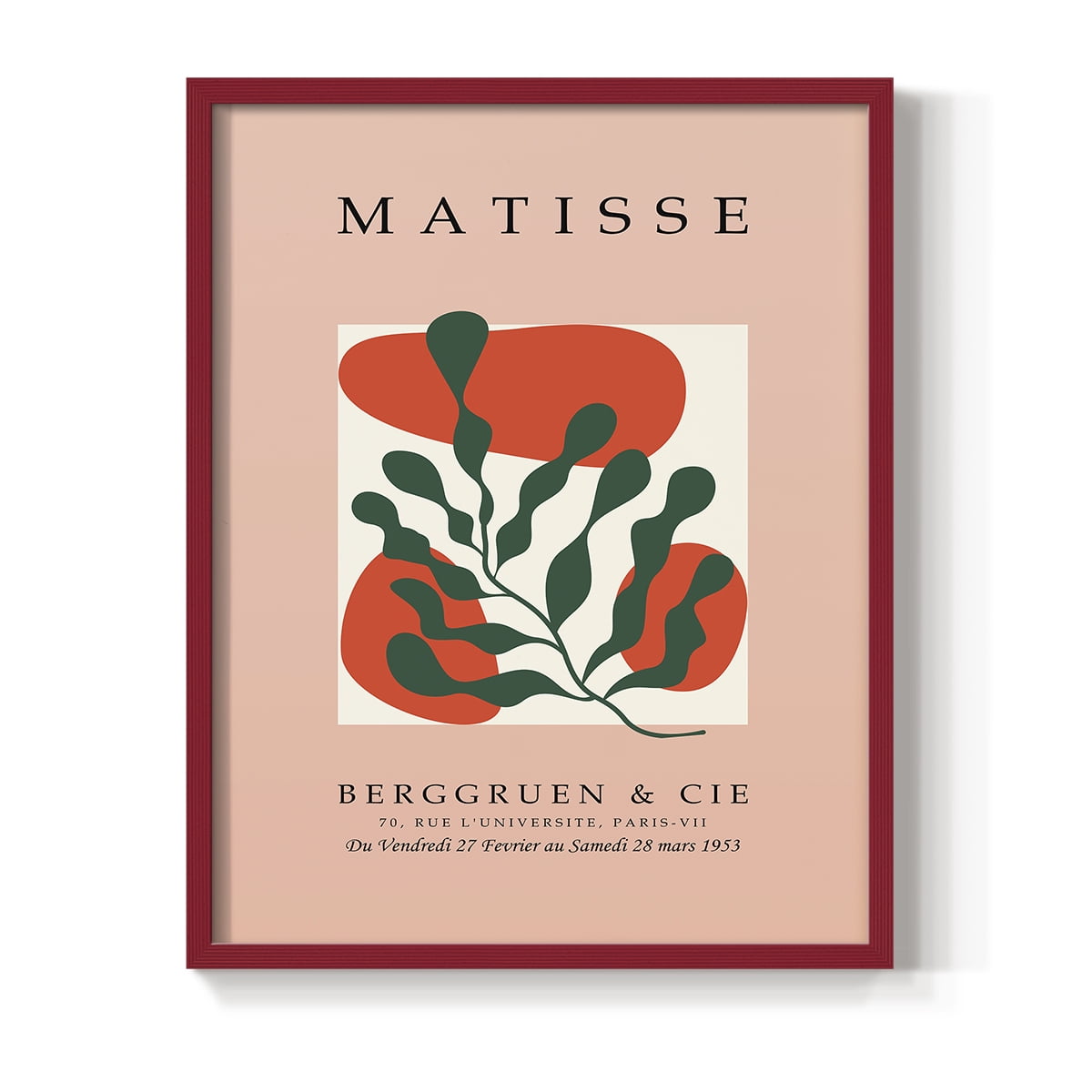Matisse CDLXXII in Red Solid Wood Framed Print No Nail Hanging
