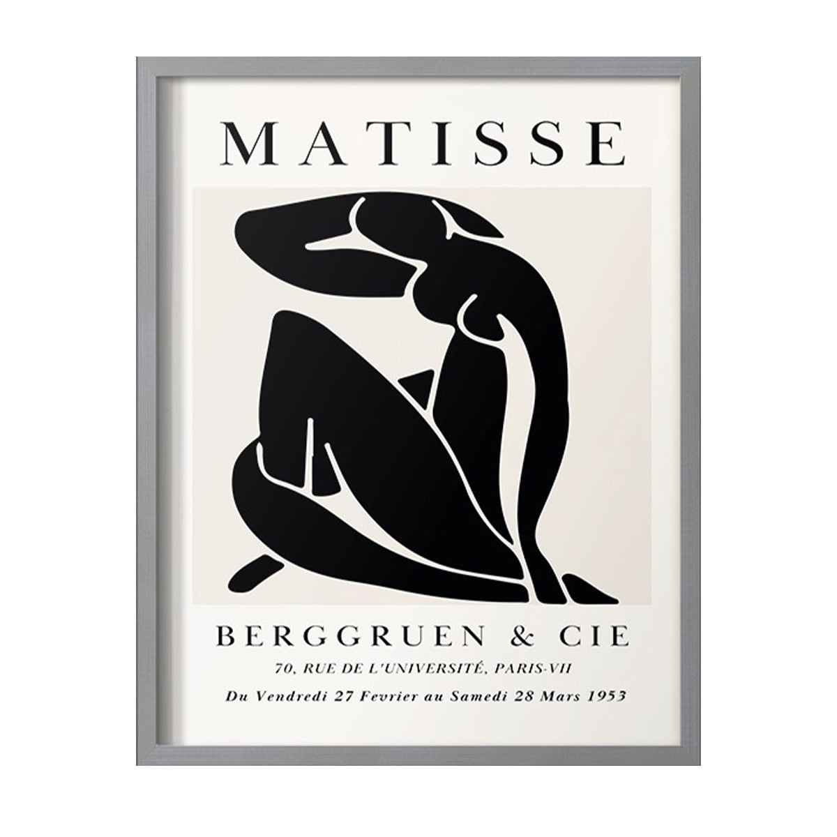 Matisse CDXC in Gray Solid Wood Framed Print No Nail Hanging