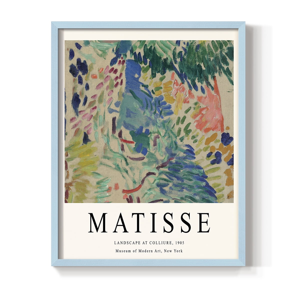 Matisse CDXCIII in Blue Solid Wood Framed Print No Nail Hanging