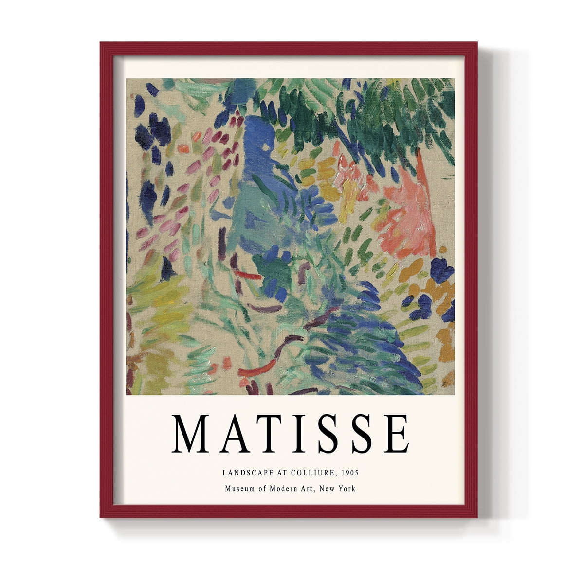 Matisse CDXCIII in Red Solid Wood Framed Print No Nail Hanging