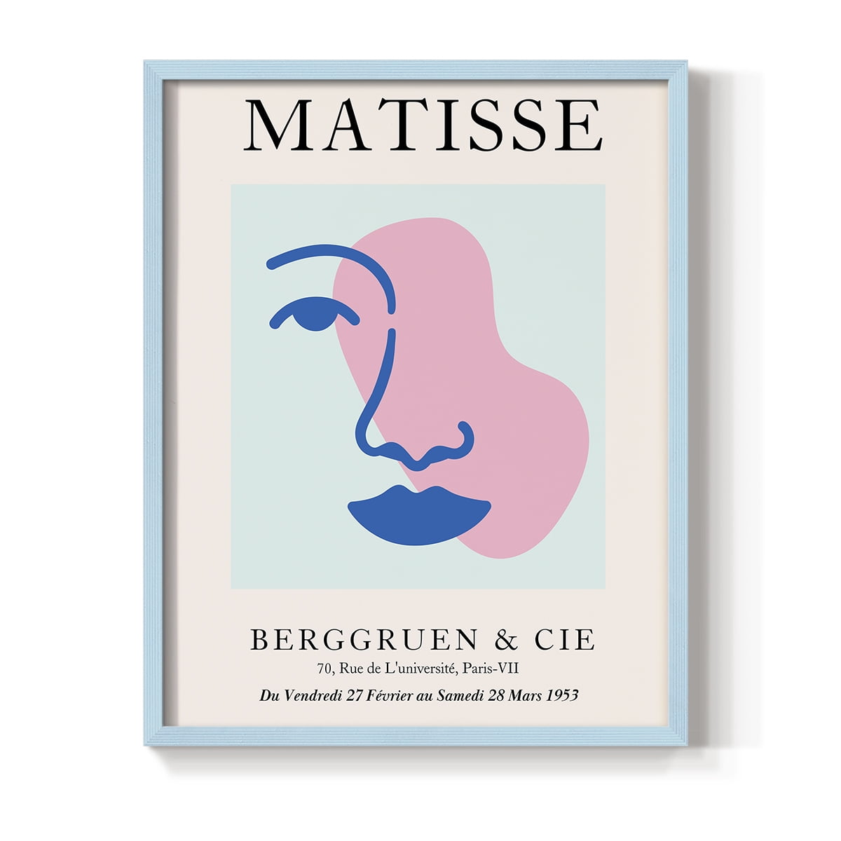Matisse CDXCIX in Blue Solid Wood Framed Print No Nail Hanging