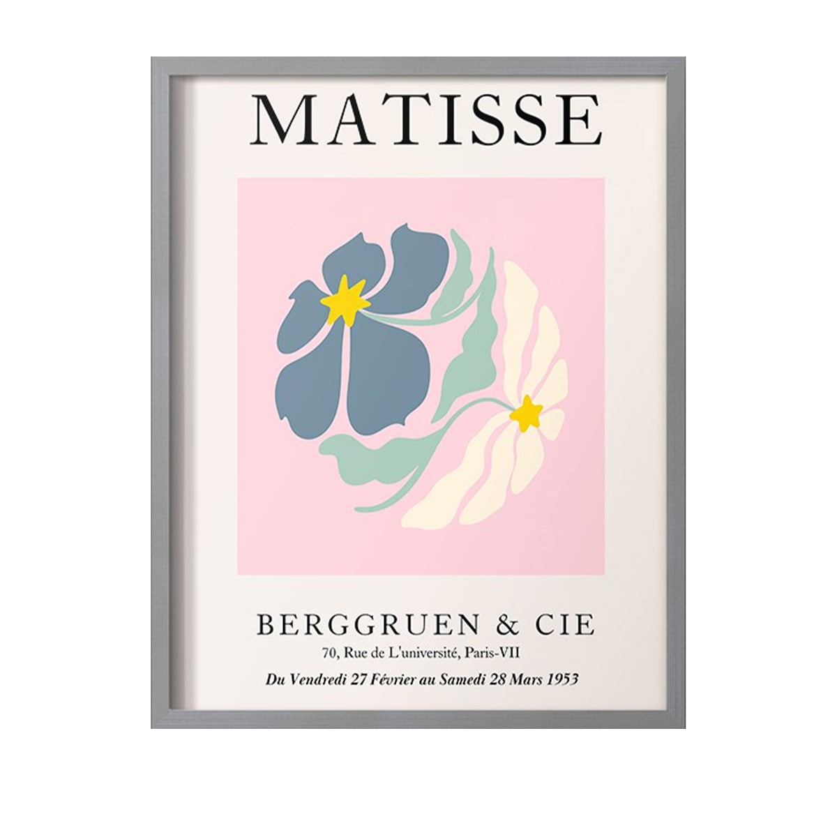 Matisse CDXCVI in Gray Solid Wood Framed Print No Nail Hanging