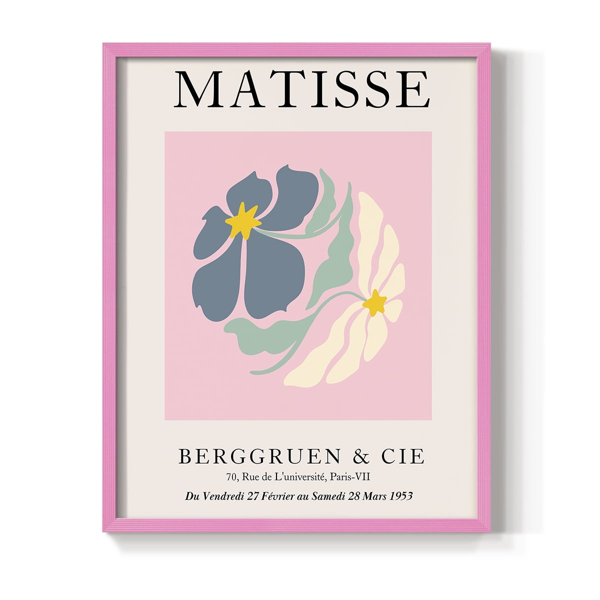 Matisse CDXCVI in Pink Solid Wood Framed Print No Nail Hanging