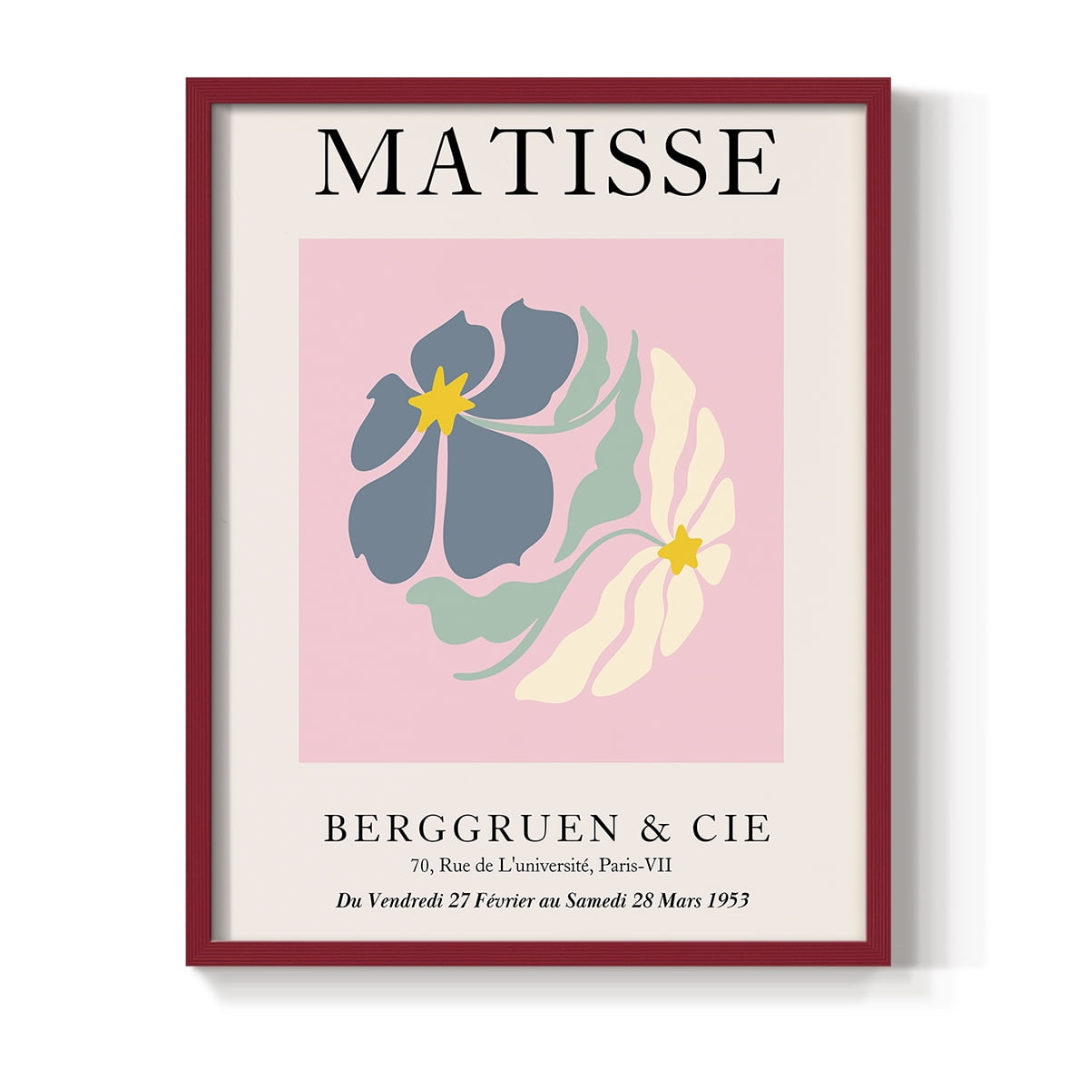 Matisse CDXCVI in Red Solid Wood Framed Print No Nail Hanging