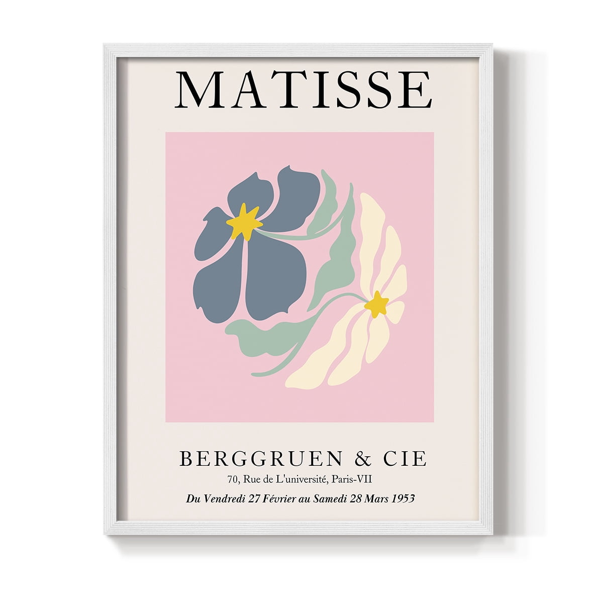 Matisse CDXCVI in White Solid Wood Framed Print No Nail Hanging