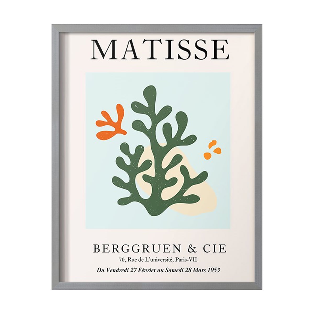 Matisse CDXCVII in Gray Solid Wood Framed Print No Nail Hanging