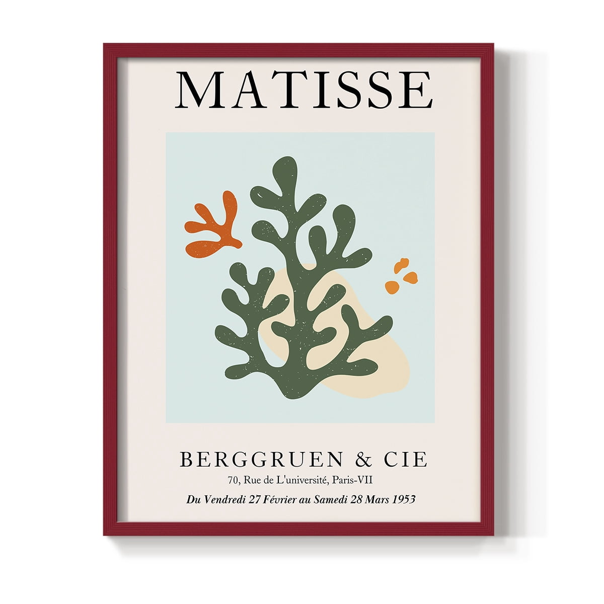 Matisse CDXCVII in Red Solid Wood Framed Print No Nail Hanging