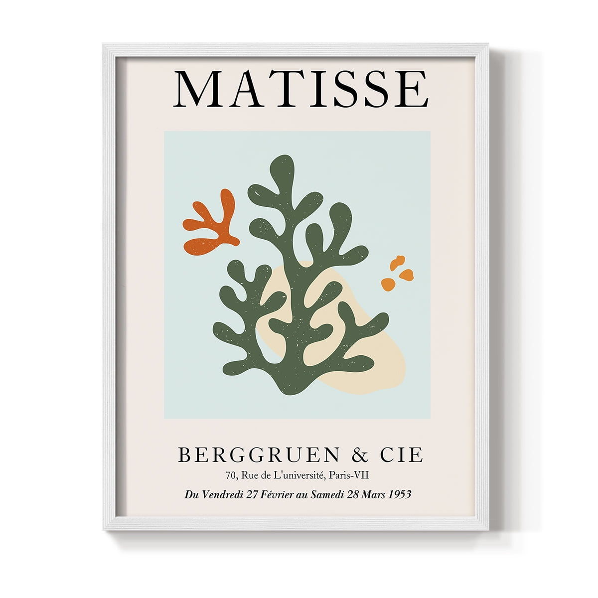 Matisse CDXCVII in White Solid Wood Framed Print No Nail Hanging