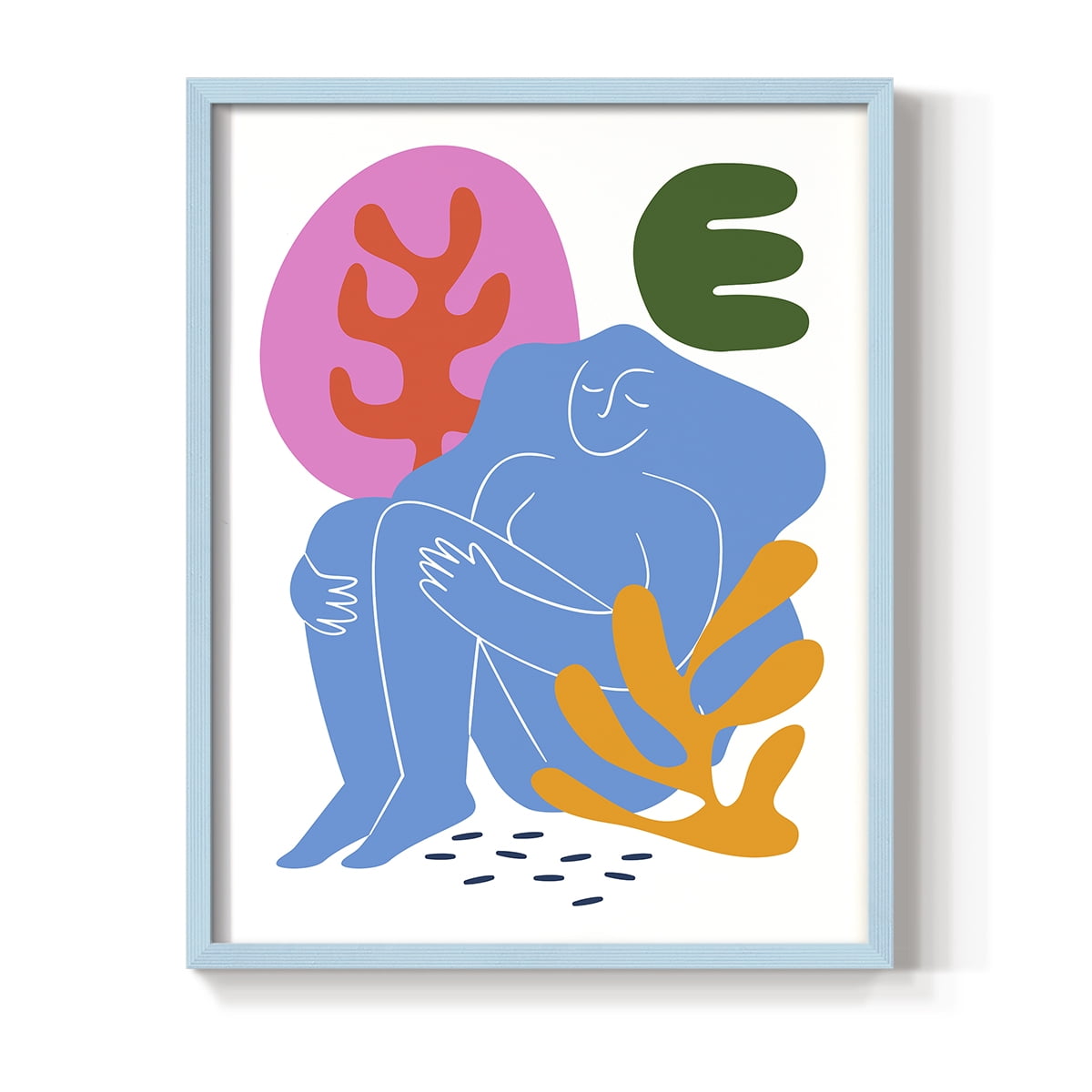 Matisse CDXLI in Blue Solid Wood Framed Print No Nail Hanging