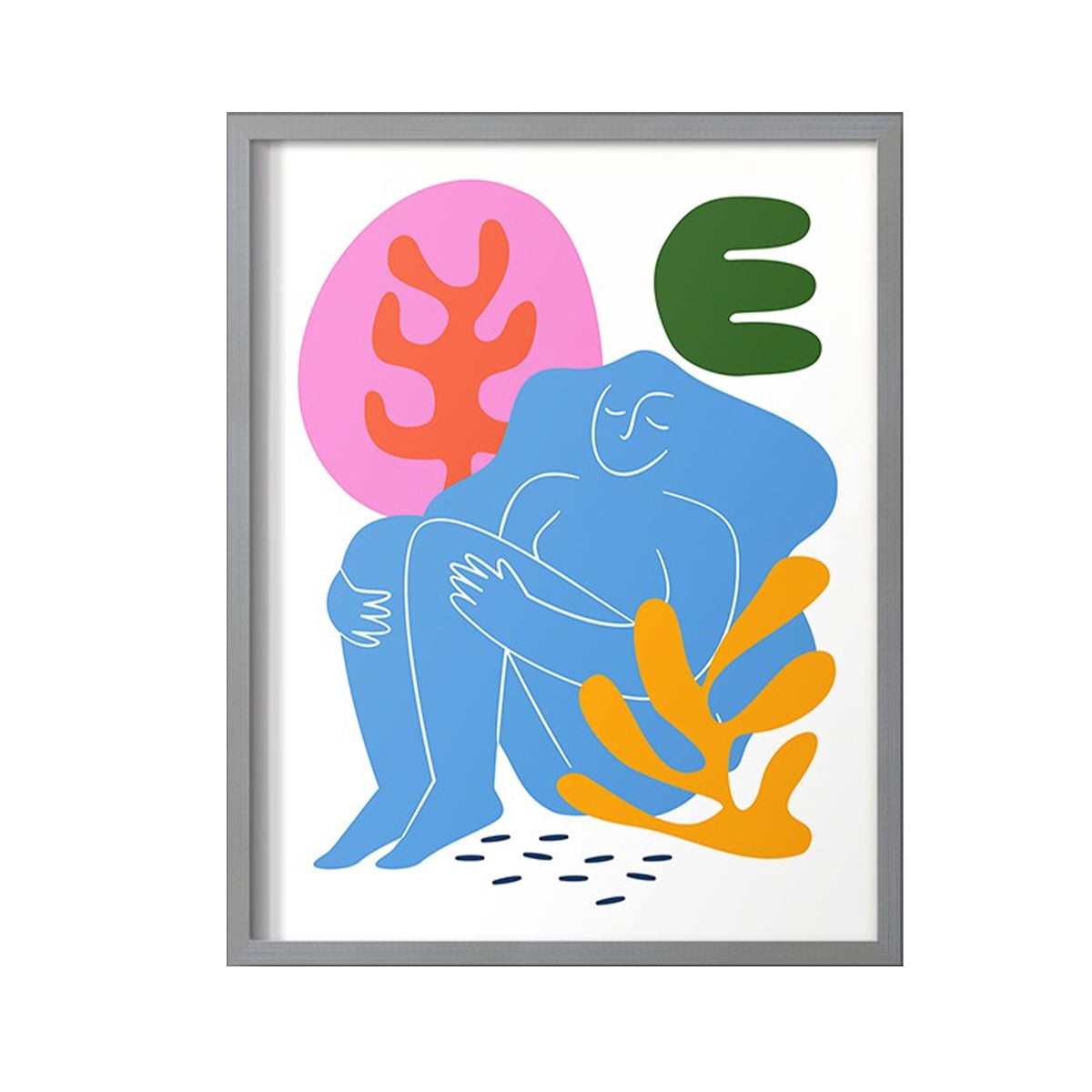 Matisse CDXLI in Gray Solid Wood Framed Print No Nail Hanging