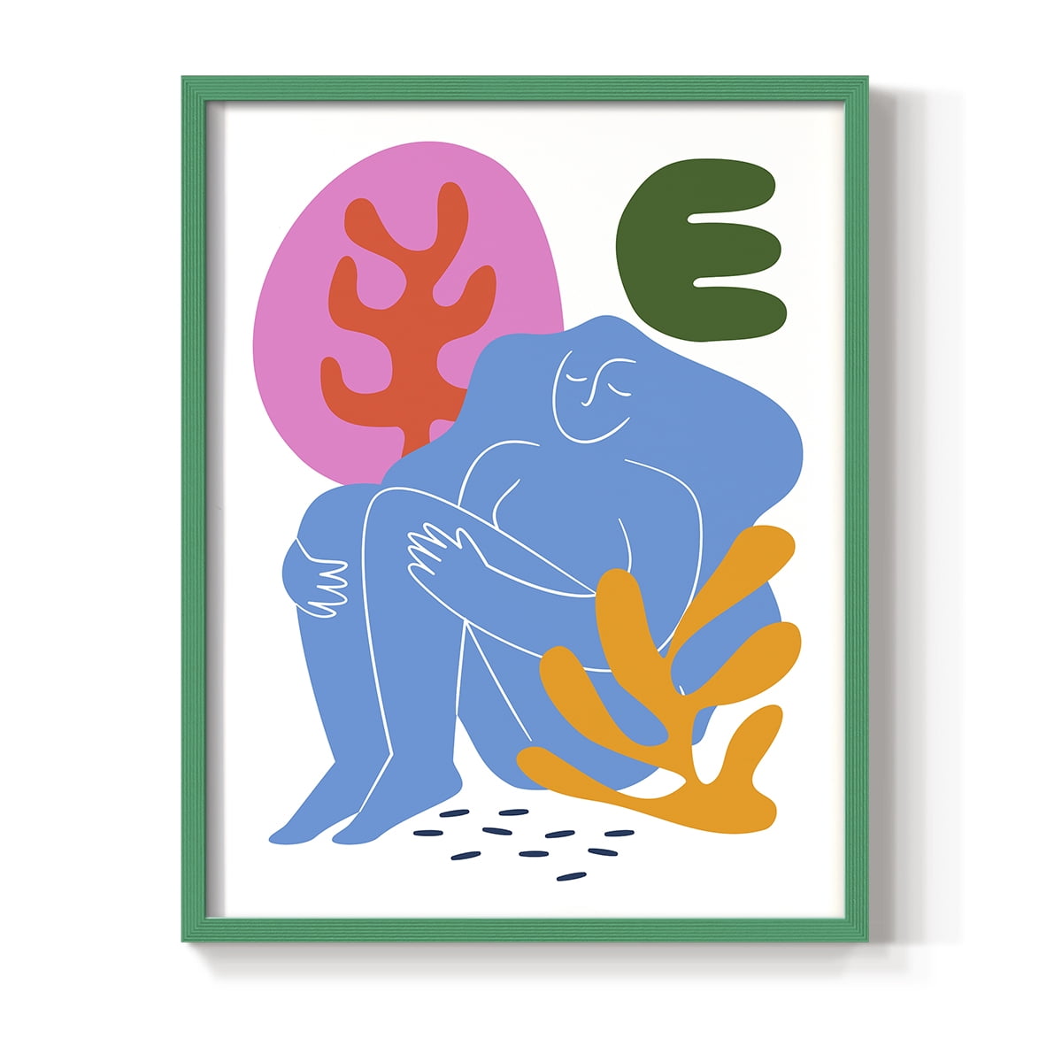 Matisse CDXLI in Green Solid Wood Framed Print No Nail Hanging