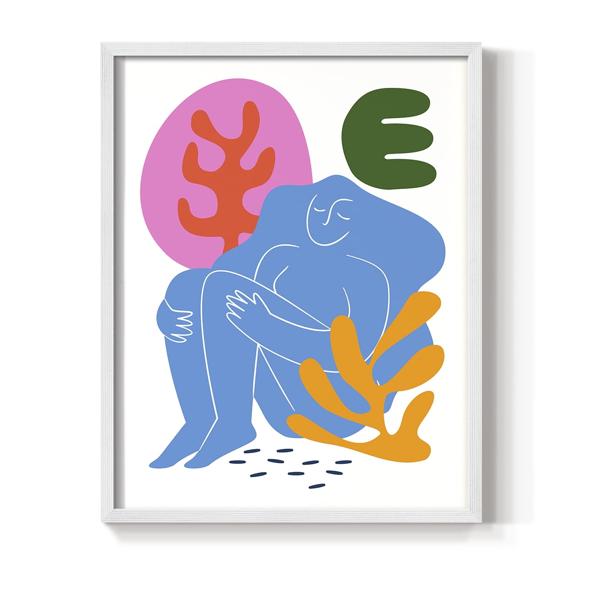 Matisse CDXLI in White Solid Wood Framed Print No Nail Hanging