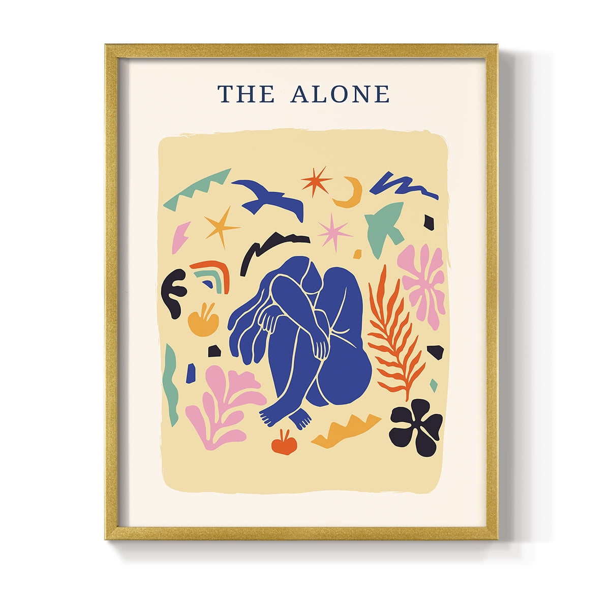 Matisse CDXLIII in Gold Solid Wood Framed Print No Nail Hanging
