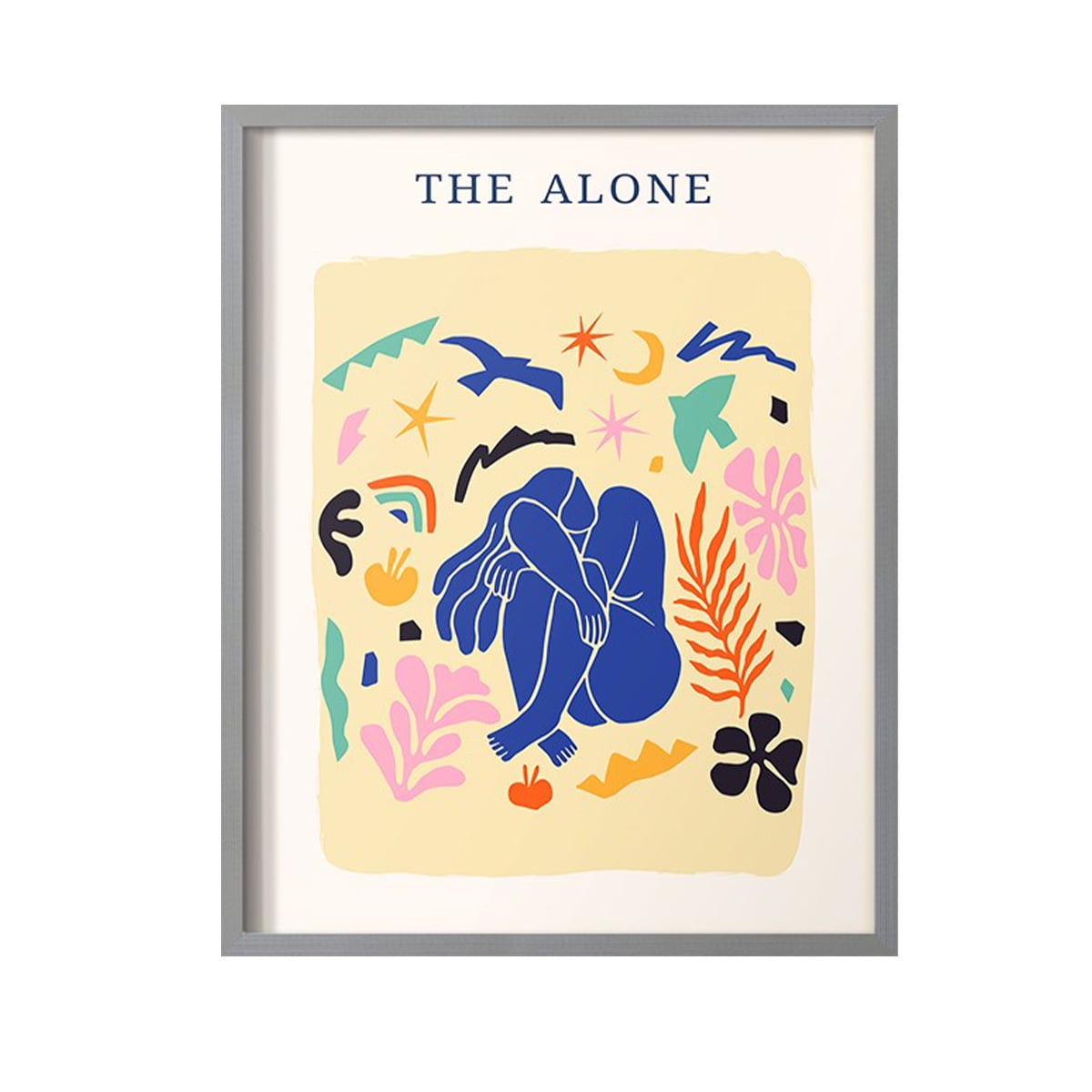 Matisse CDXLIII in Gray Solid Wood Framed Print No Nail Hanging