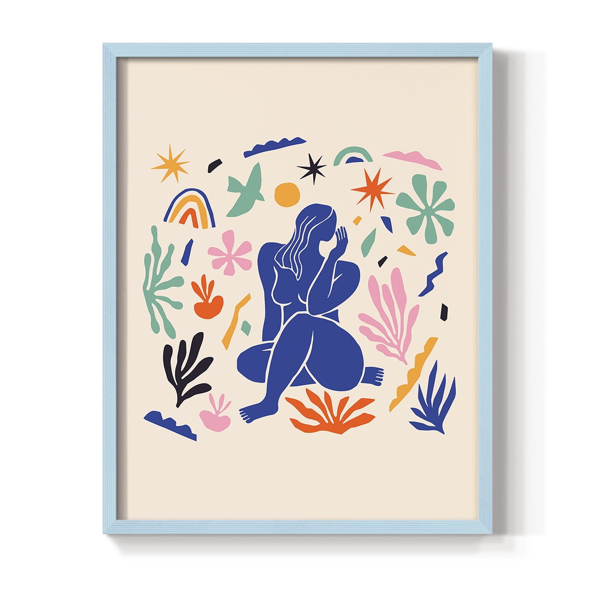 Matisse CDXLIV in Blue Solid Wood Framed Print No Nail Hanging
