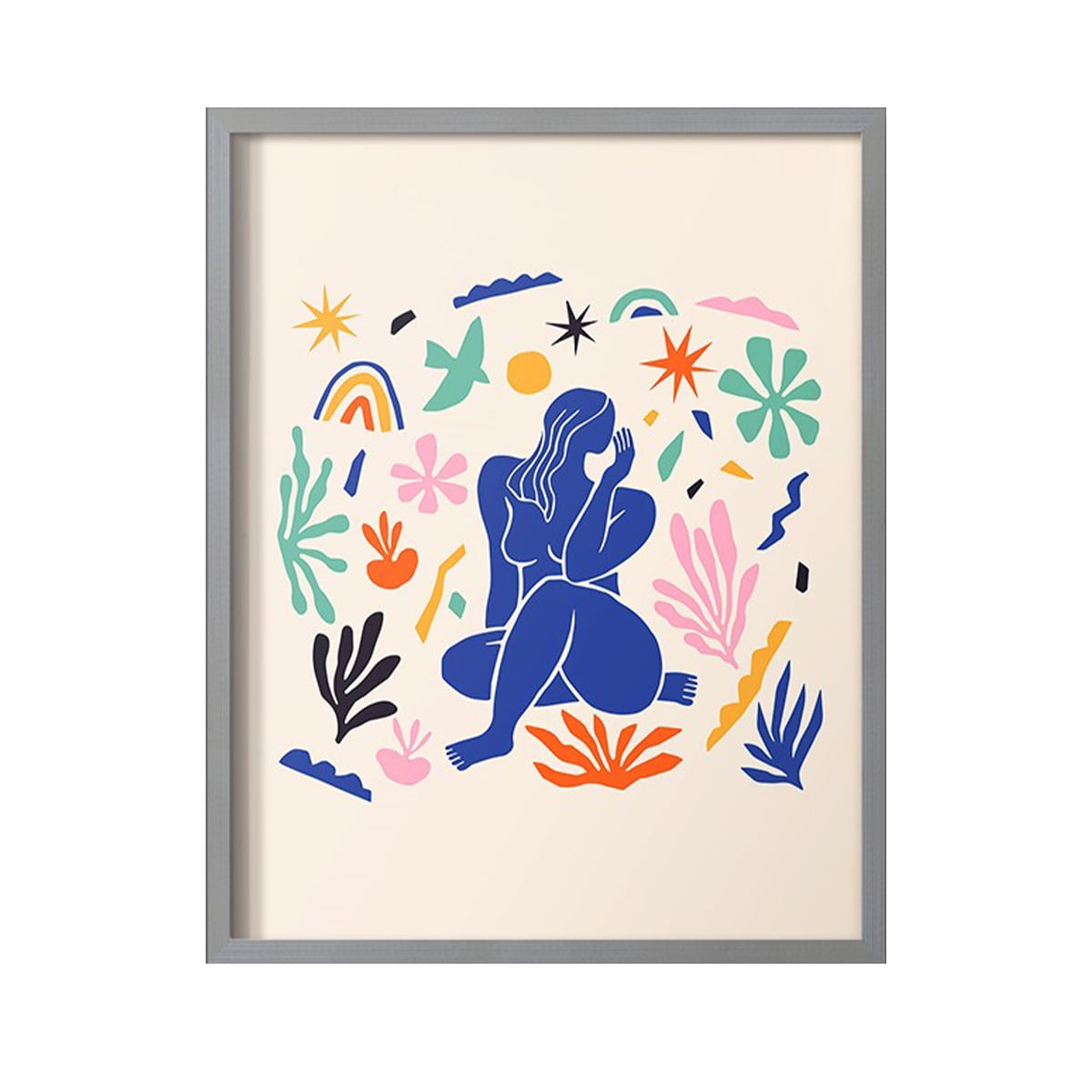 Matisse CDXLIV in Gray Solid Wood Framed Print No Nail Hanging