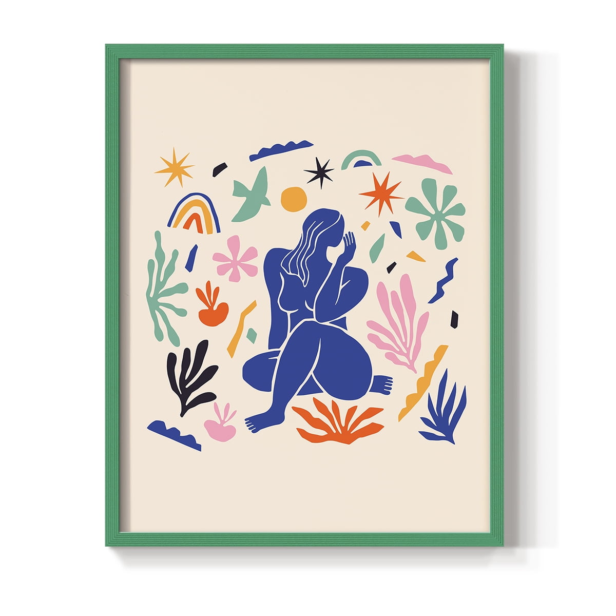Matisse CDXLIV in Green Solid Wood Framed Print No Nail Hanging