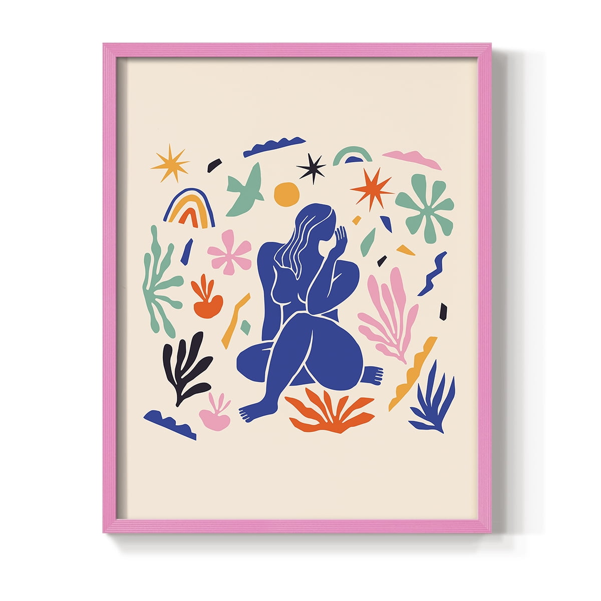 Matisse CDXLIV in Pink Solid Wood Framed Print No Nail Hanging
