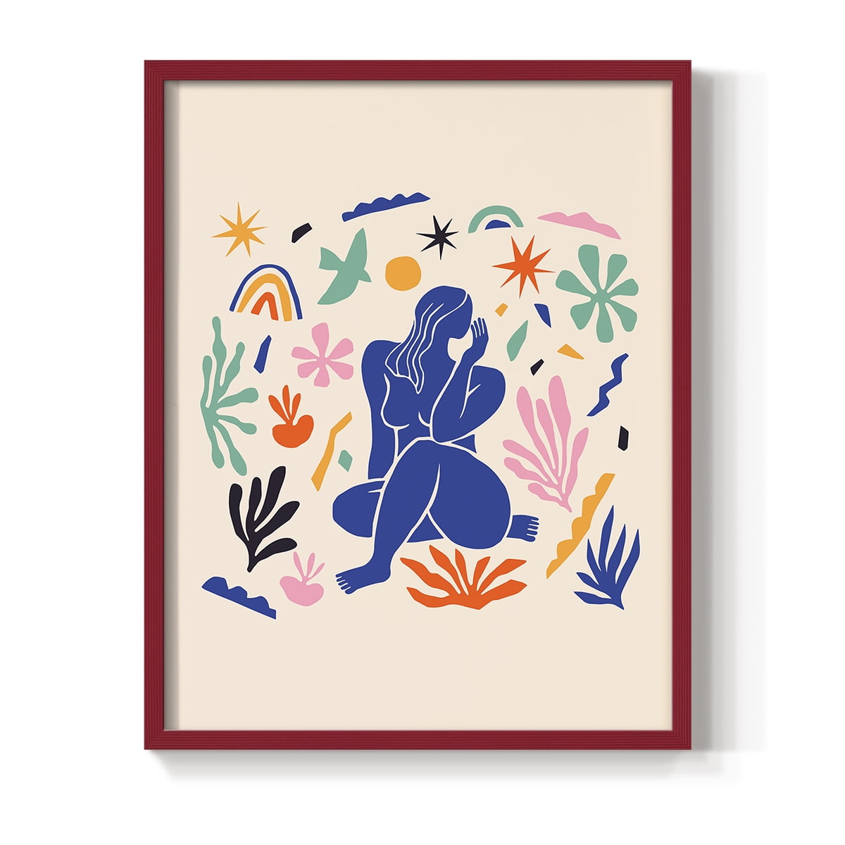 Matisse CDXLIV in Red Solid Wood Framed Print No Nail Hanging