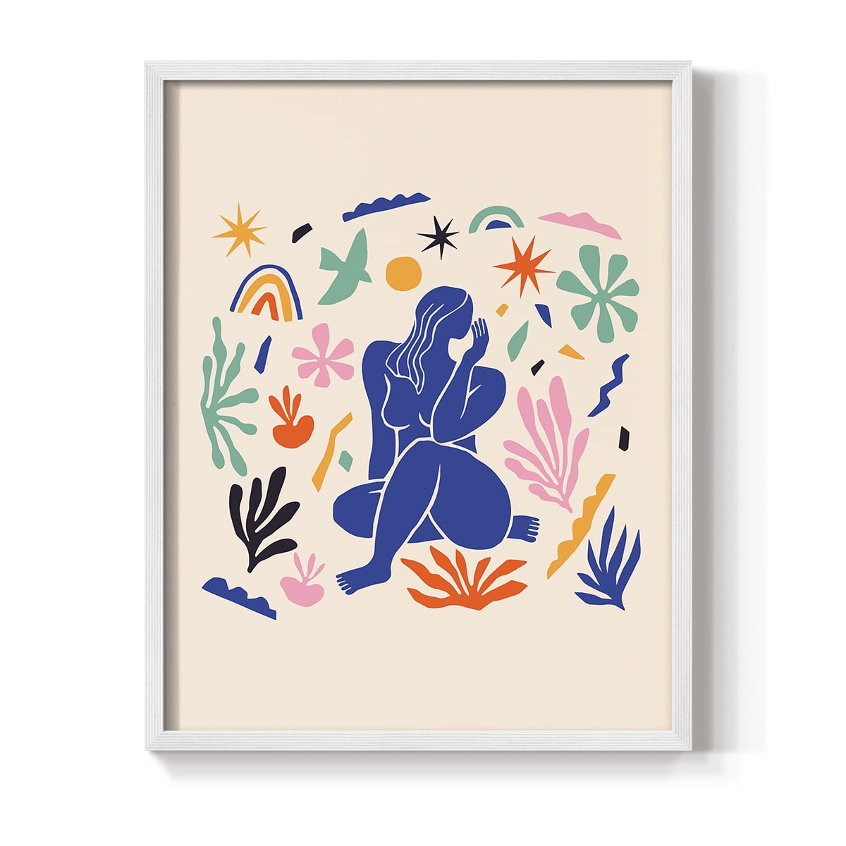 Matisse CDXLIV in White Solid Wood Framed Print No Nail Hanging