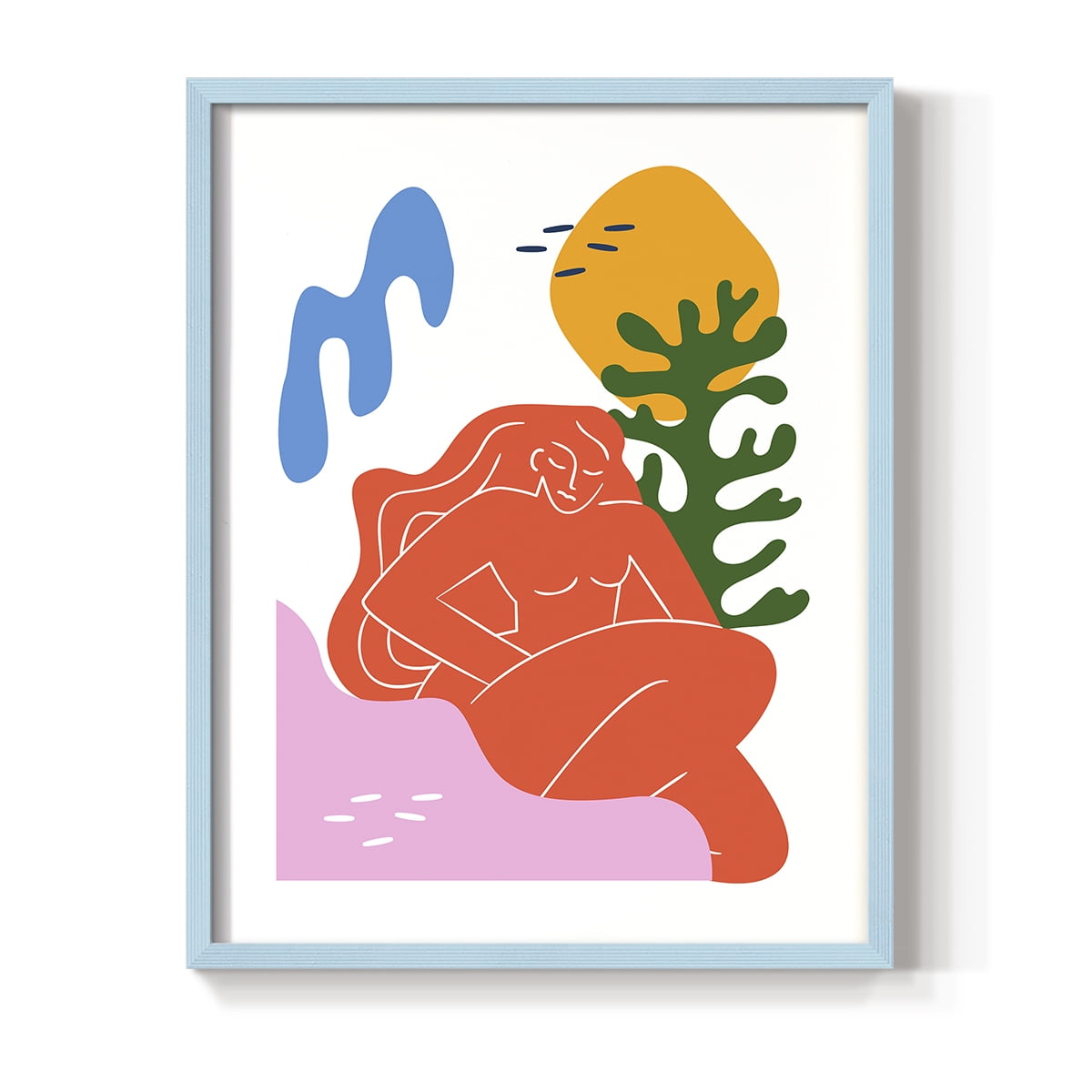 Matisse CDXLIX in Blue Solid Wood Framed Print No Nail Hanging