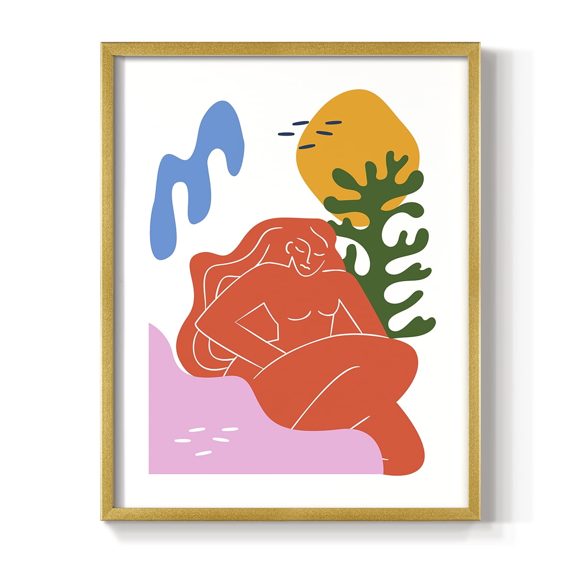 Matisse CDXLIX in Gold Solid Wood Framed Print No Nail Hanging