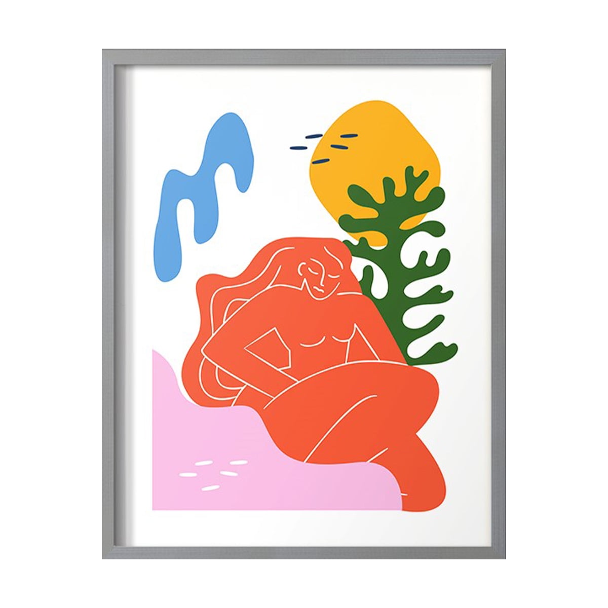 Matisse CDXLIX in Gray Solid Wood Framed Print No Nail Hanging