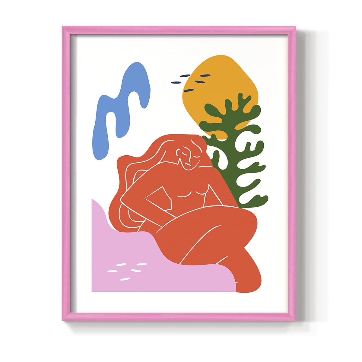 Matisse CDXLIX in Pink Solid Wood Framed Print No Nail Hanging