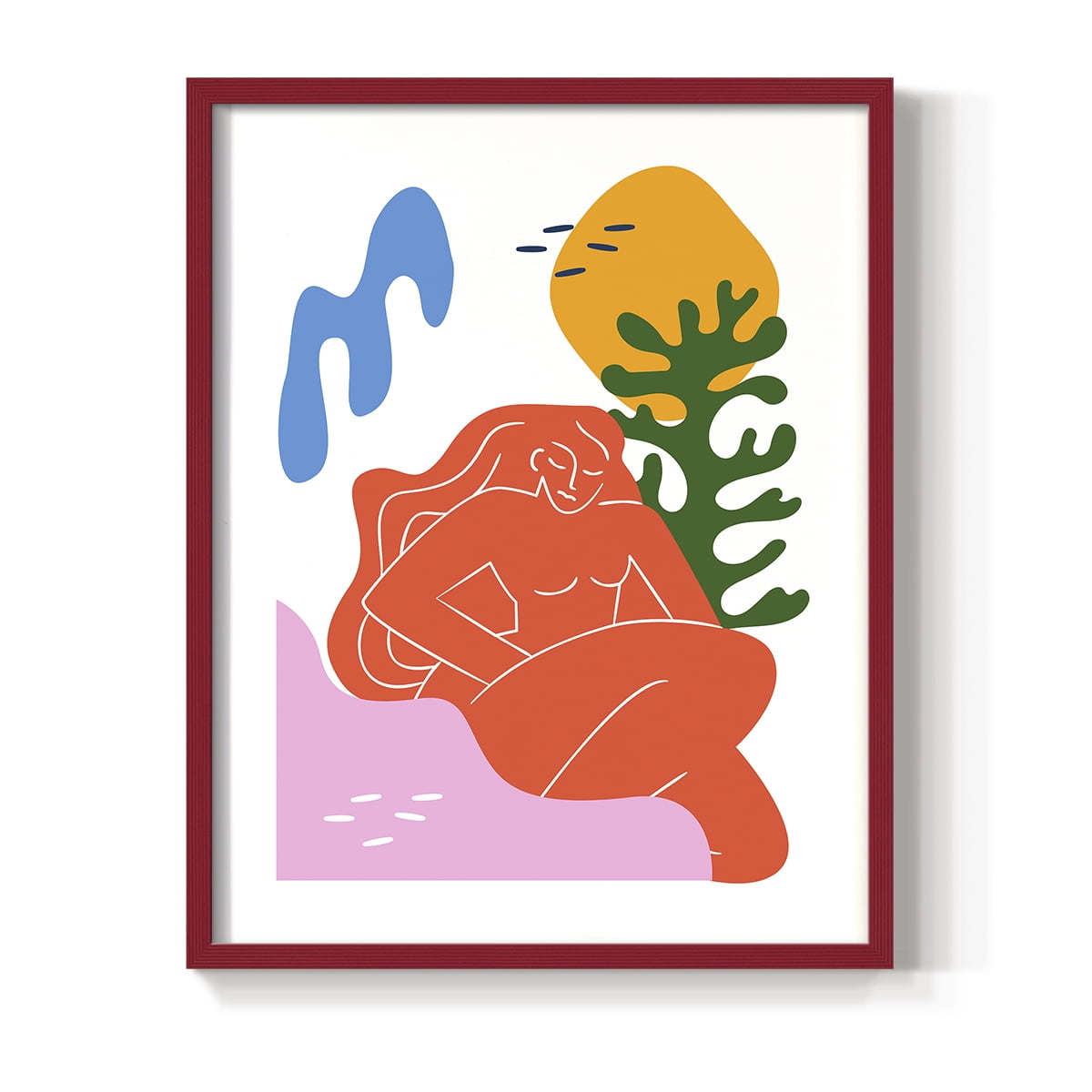 Matisse CDXLIX in Red Solid Wood Framed Print No Nail Hanging