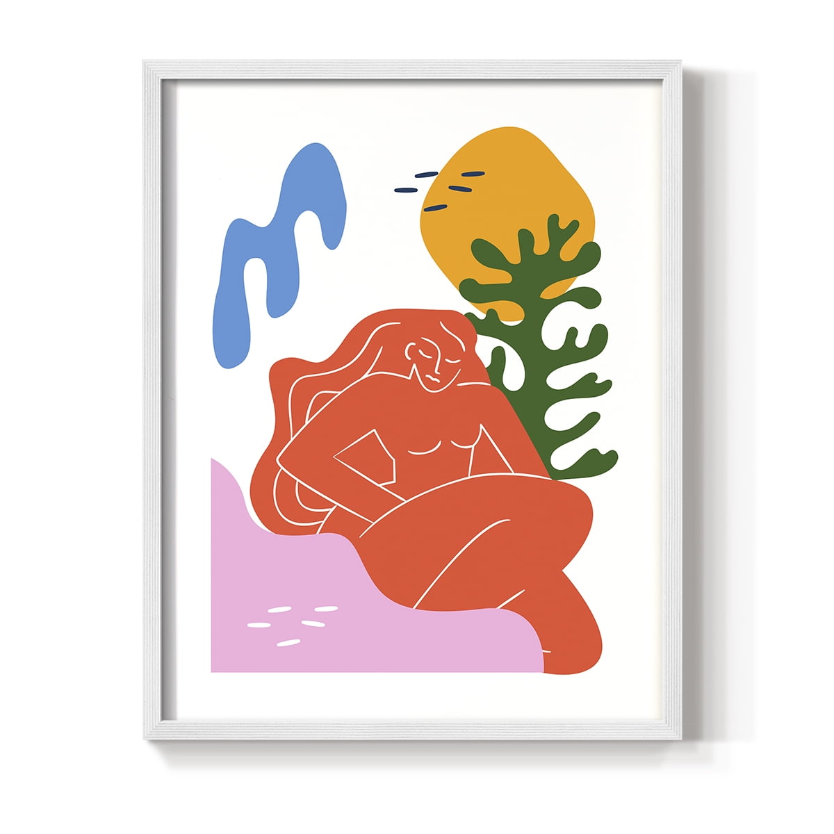 Matisse CDXLIX in White Solid Wood Framed Print No Nail Hanging