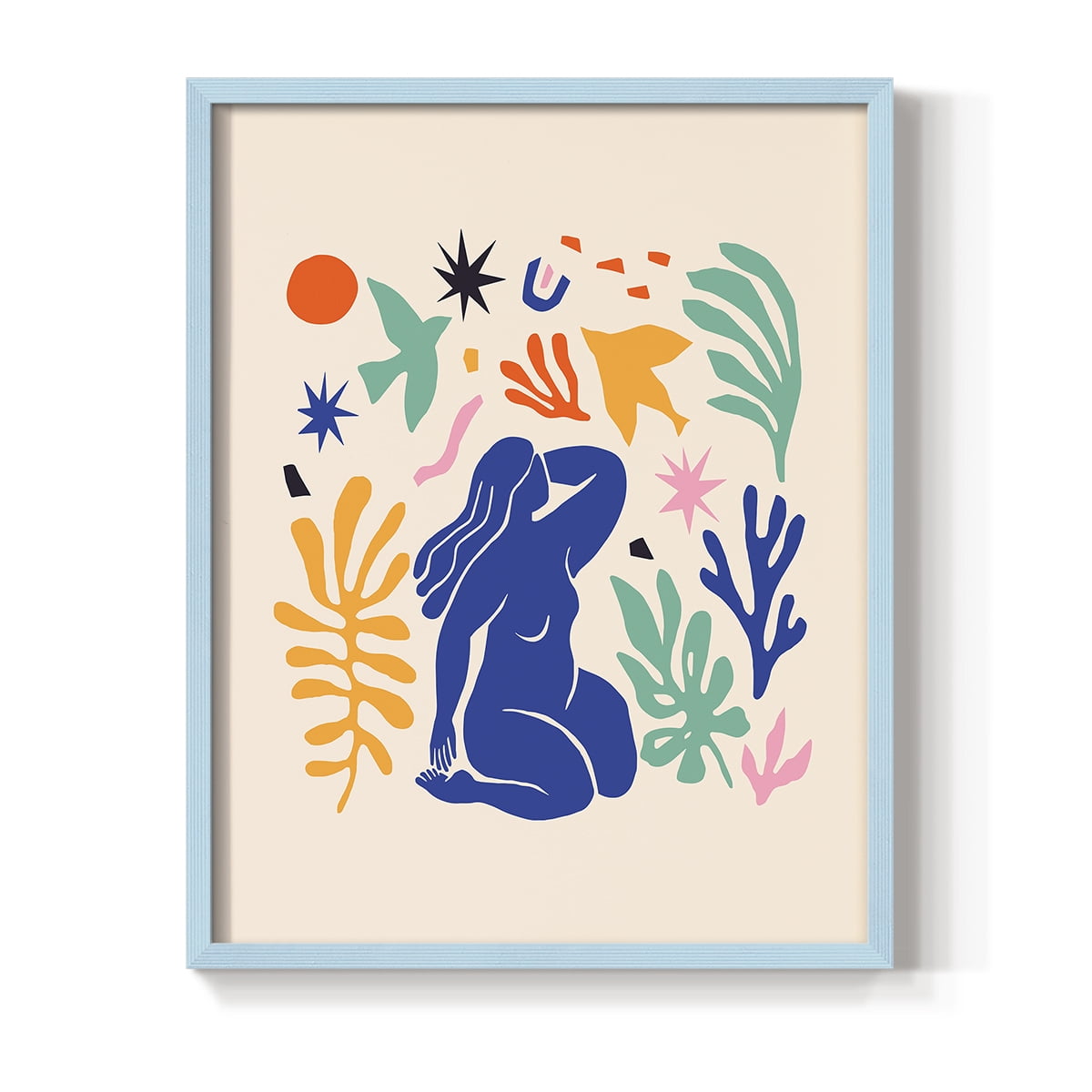 Matisse CDXLV in Blue Solid Wood Framed Print No Nail Hanging