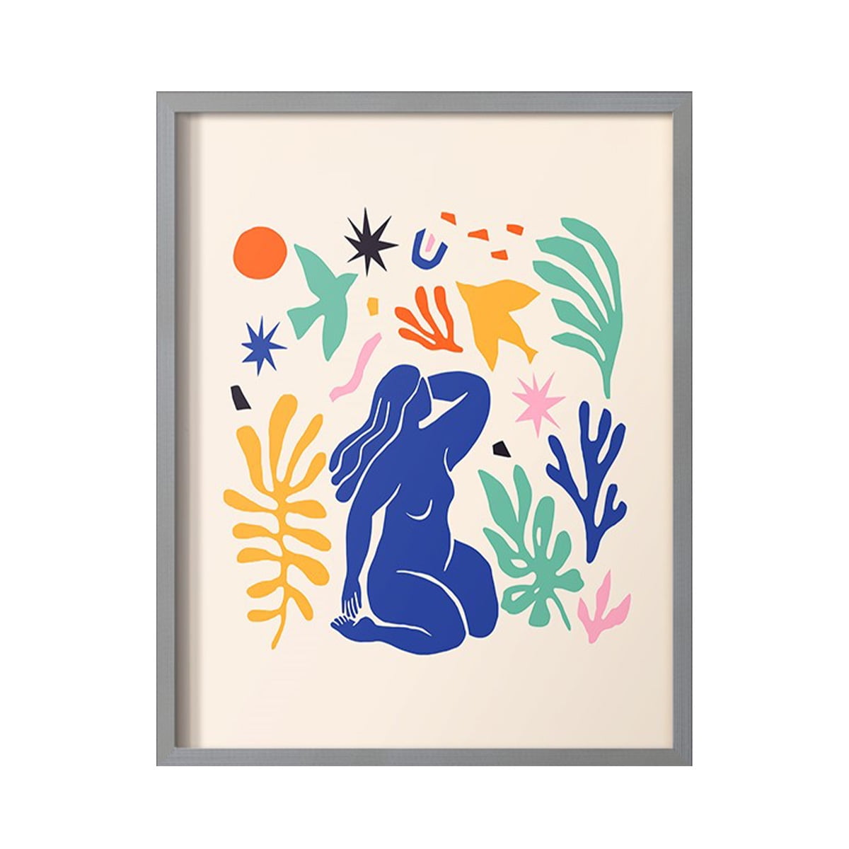Matisse CDXLV in Gray Solid Wood Framed Print No Nail Hanging