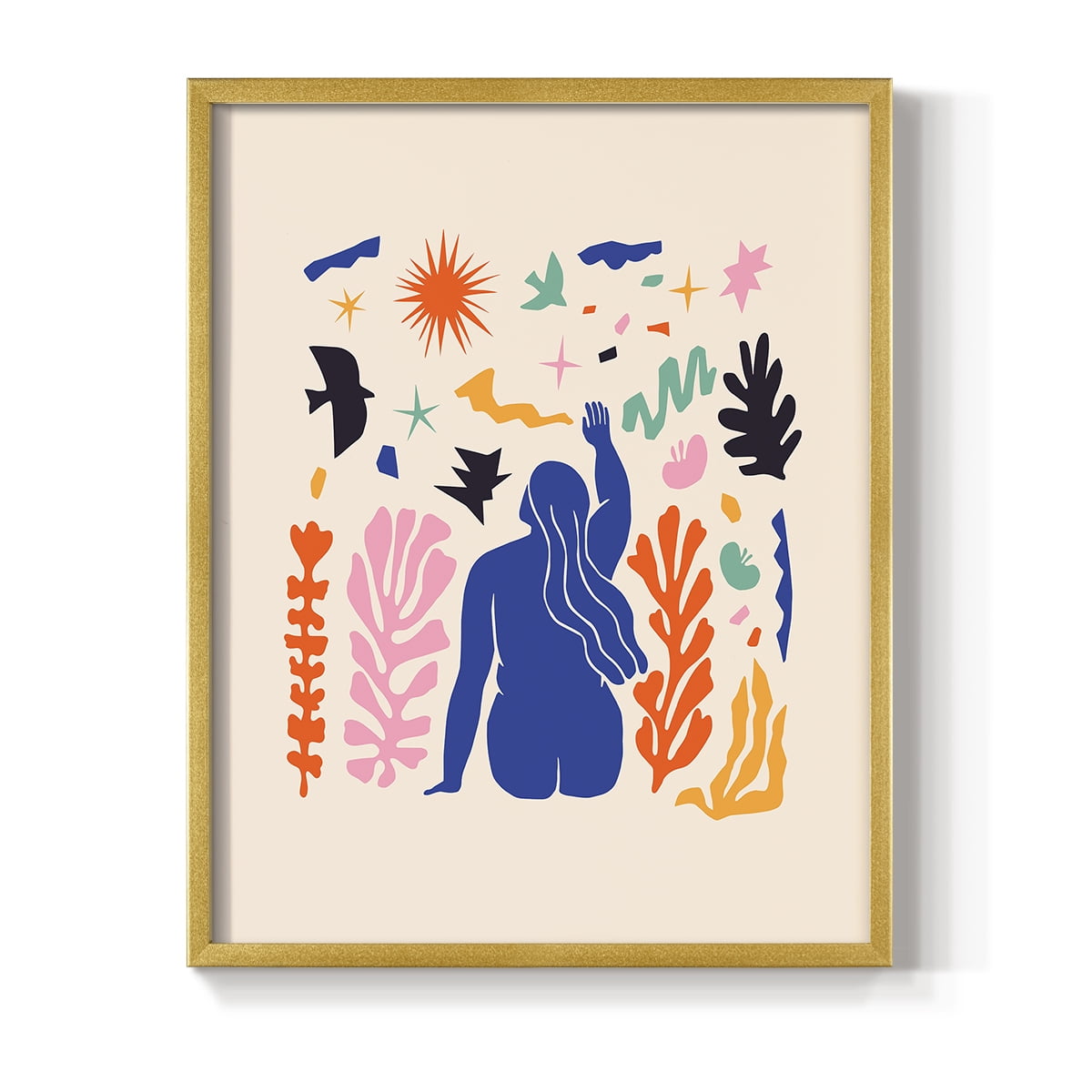 Matisse CDXLVI in Gold Solid Wood Framed Print No Nail Hanging