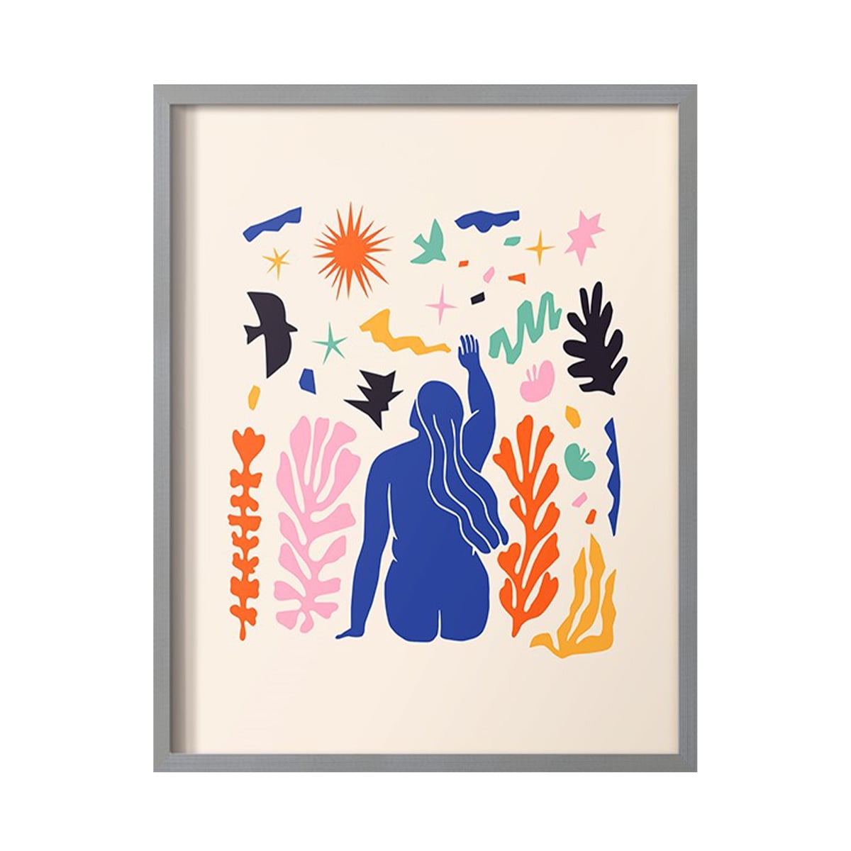 Matisse CDXLVI in Gray Solid Wood Framed Print No Nail Hanging