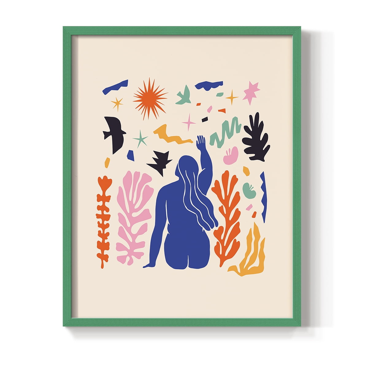 Matisse CDXLVI in Green Solid Wood Framed Print No Nail Hanging